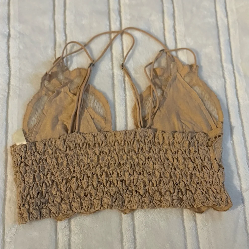 Free people intimately fp nude Adella bandeau bralette boho lace crop top XS